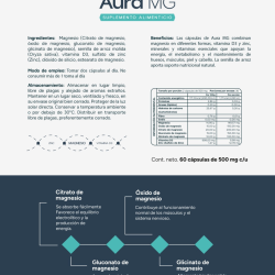 Aura MG — Magnesio + Vitamina D3 + Zinc (60 cápsulas)